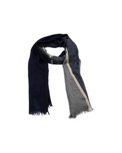 Scarf Blue And Gray Cashmere And Silk