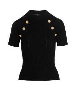 Balmain Button Embellished Knitted Top