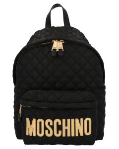 Moschino Logo Plaque Quilted Backpack