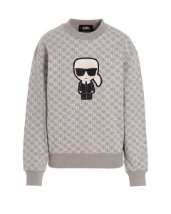 Karl Lagerfeld Logo-Patch Detail Crewneck Sweater