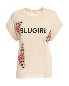 Embroidered and sequined T-shirt