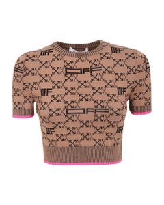 Contrasting-trim Arrow Knitted Top