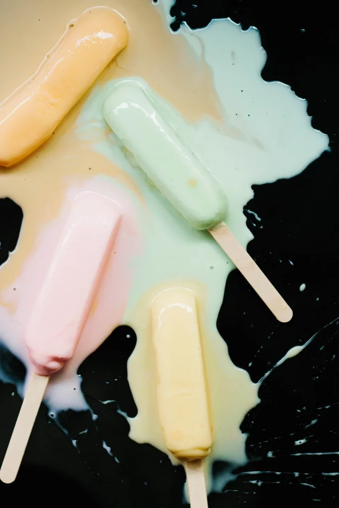 different flavored ice creams getting melted