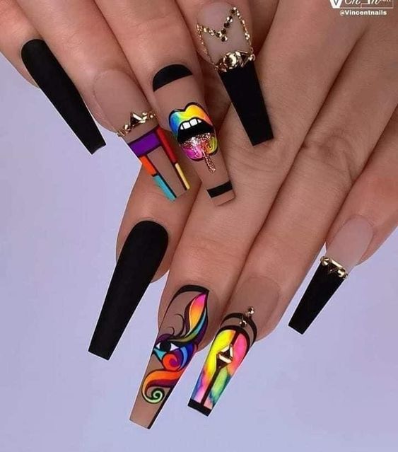 Artwork on nails look fab. 
