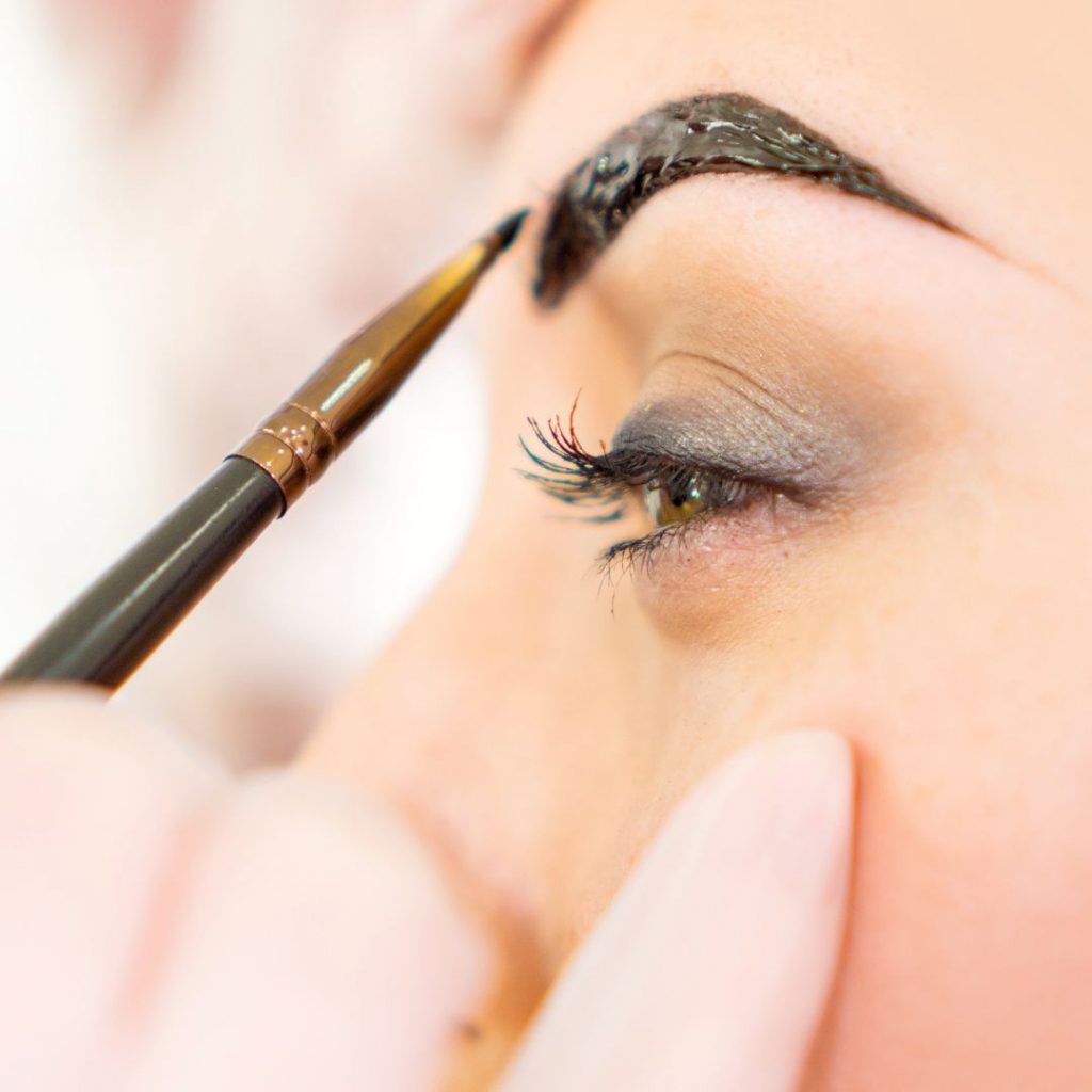woman doing eyebrow tinting