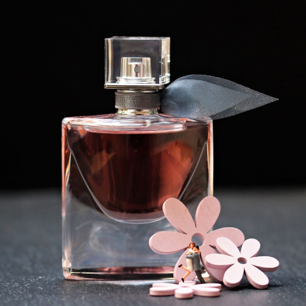 fruity and floral bottle of perfume