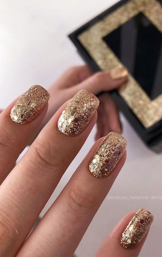 gold flake chunky glitter for evening wear 