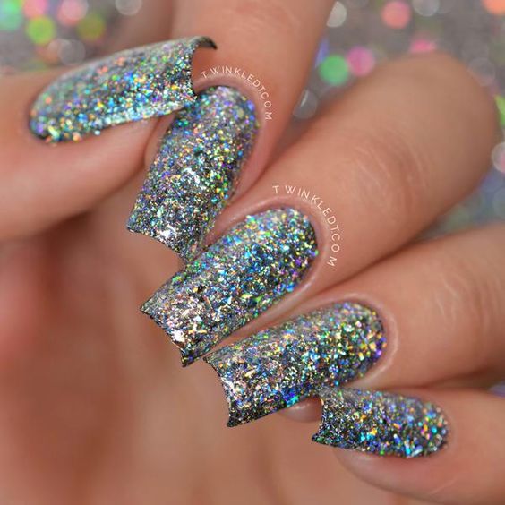 Holographic nails are on trend. 
