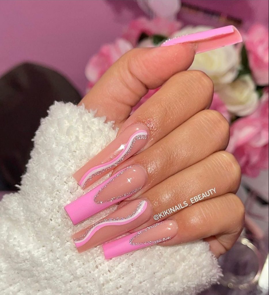 Pink Swirls Nails