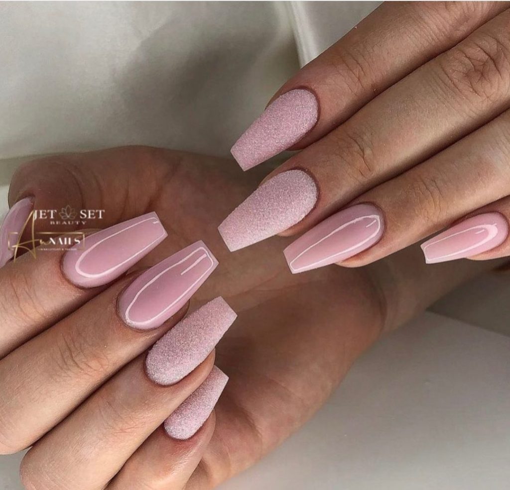 pink femine coffin nails