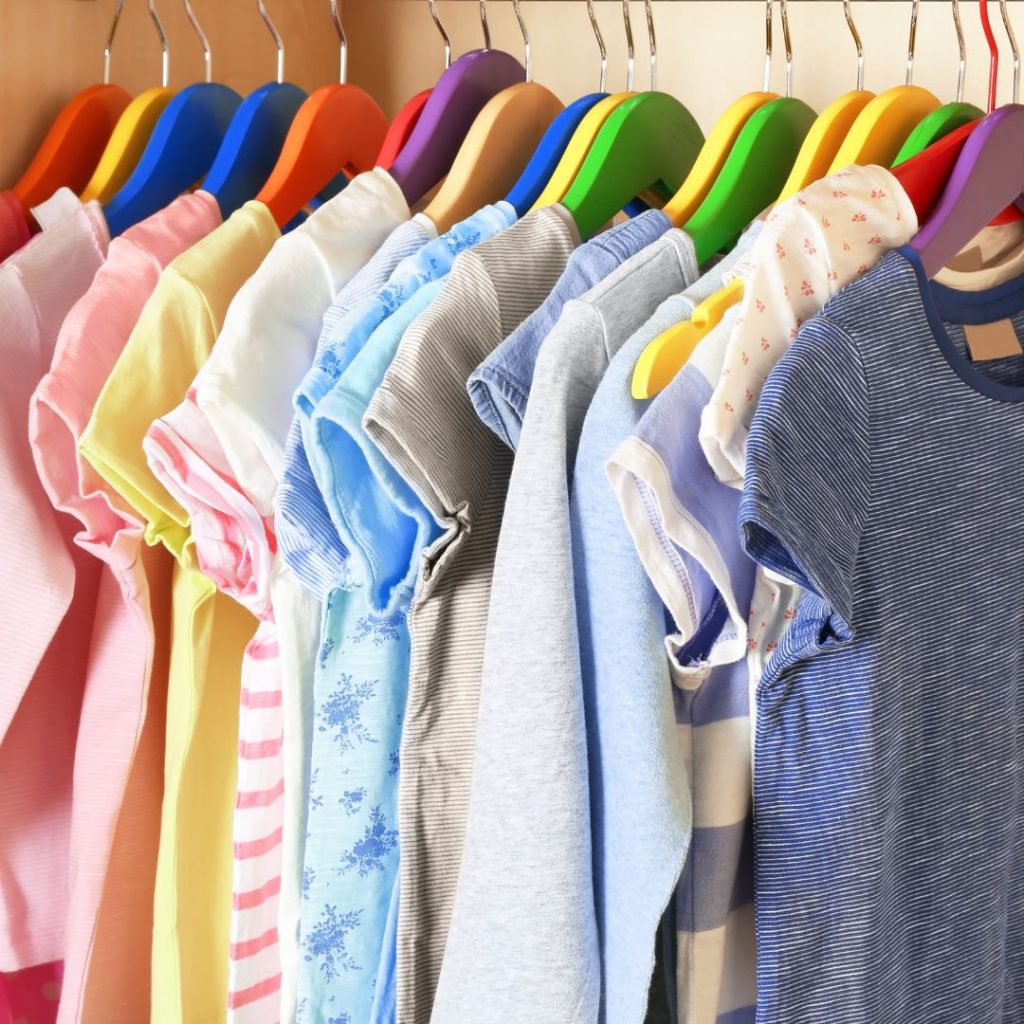 colorful clothes on a rack