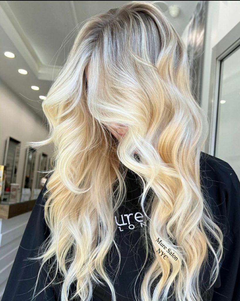 blonde highlights with darker roots
