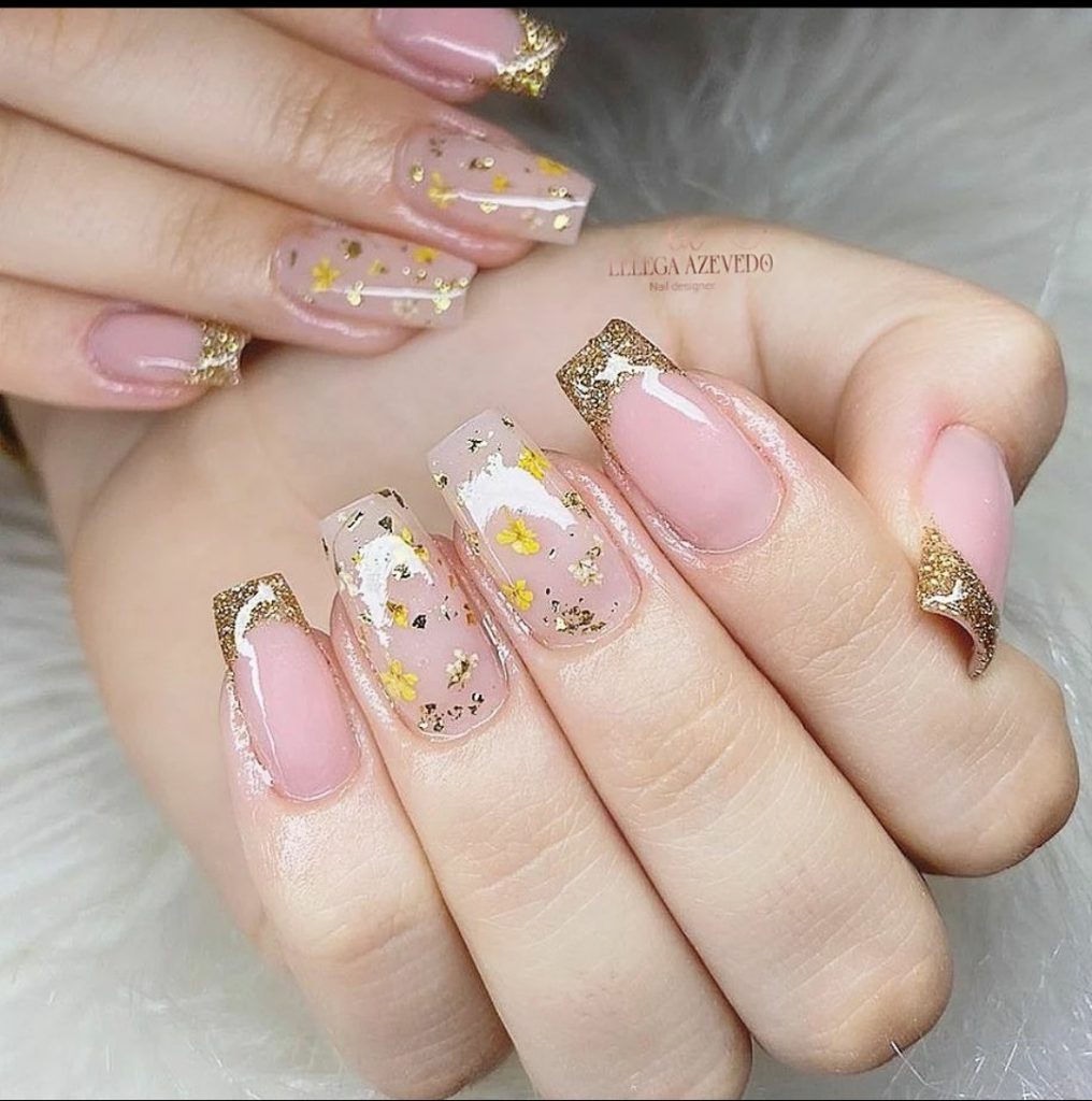 Cute butterfly glitter nails 