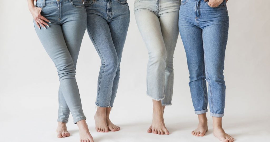 women in different styles of jeans