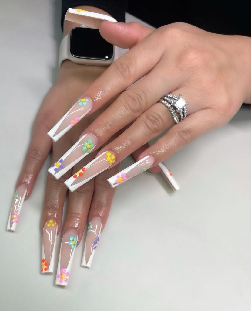 White Extra Long Coffin Nails – AllKem Nails