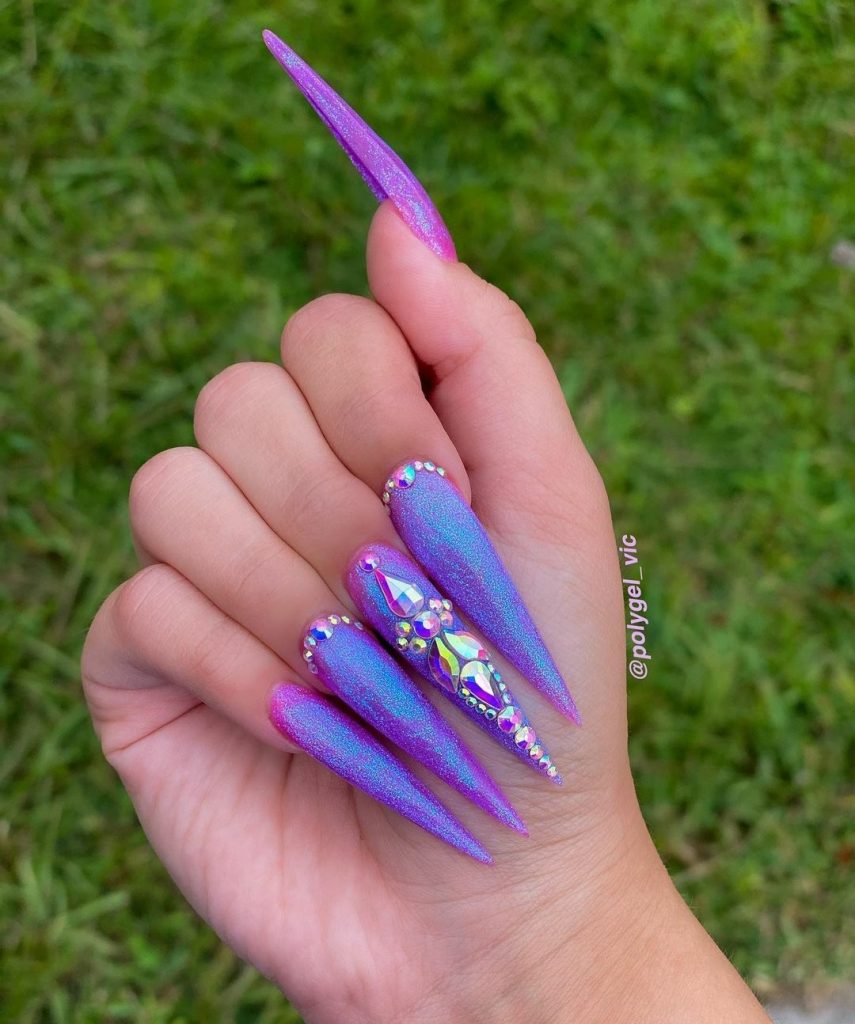 Purple stiletto nails 