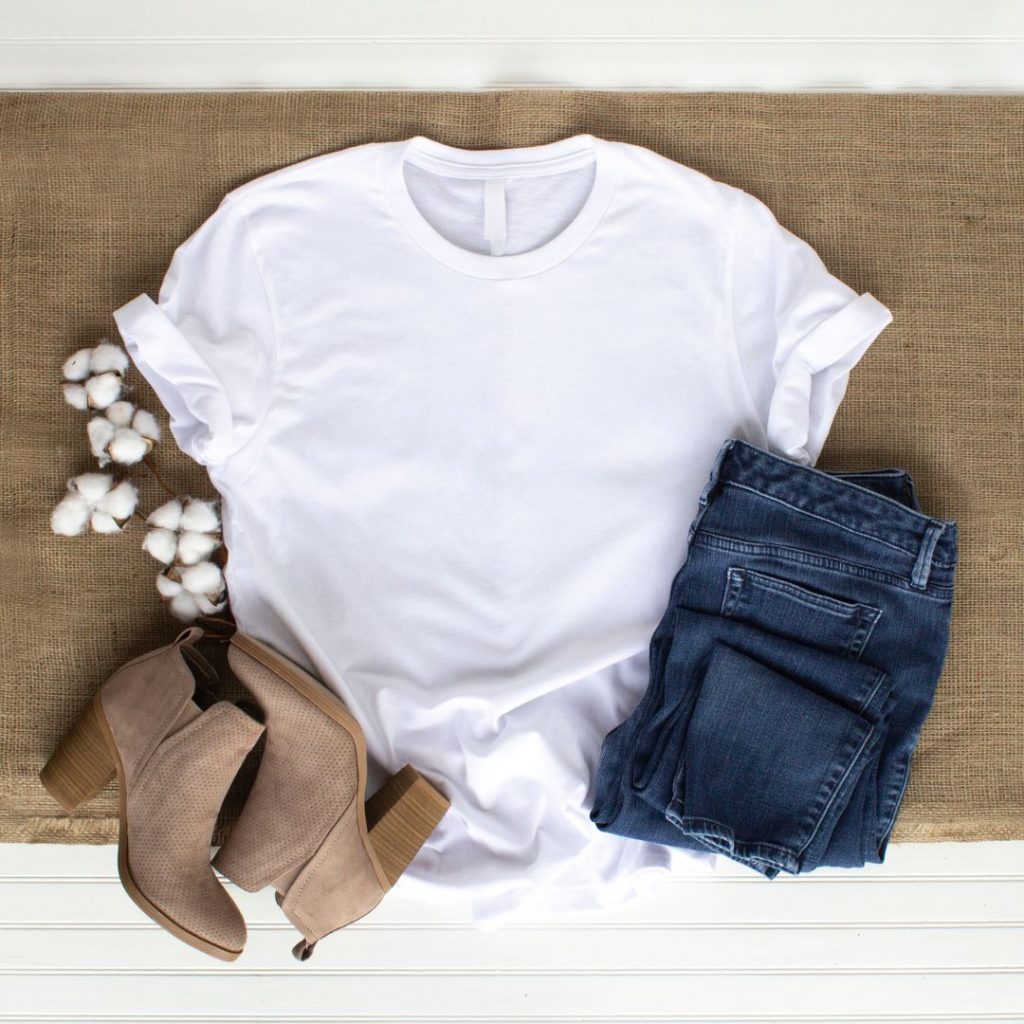 white tee and jeans