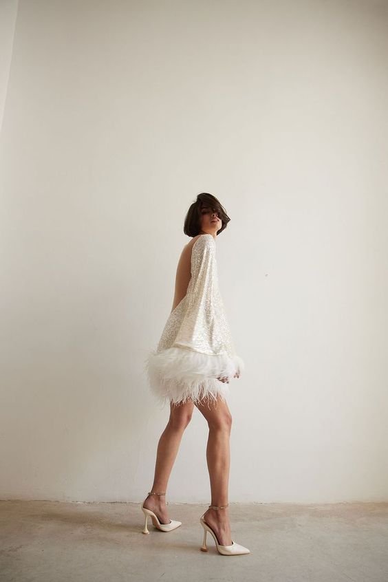 Backless feather dress