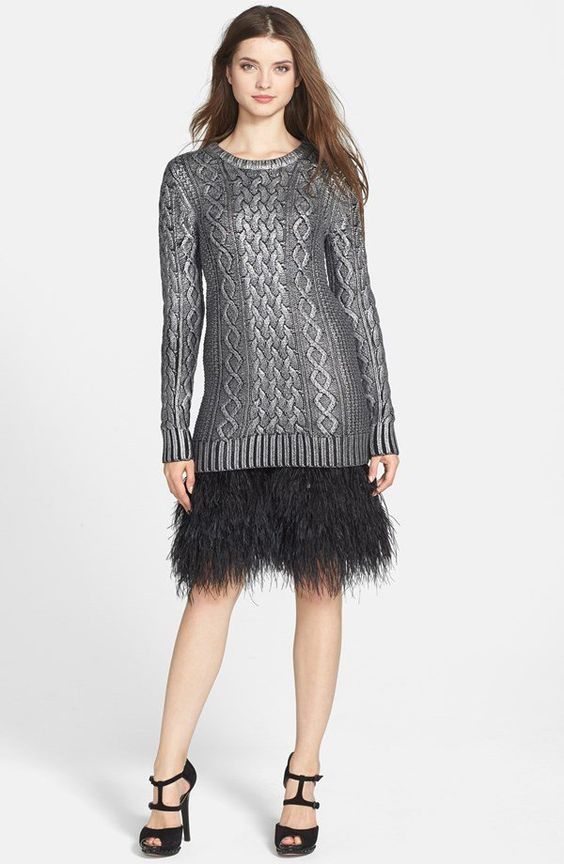 Feather sweater dress