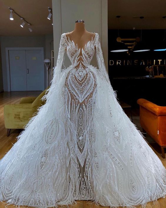 Lacey feather gown