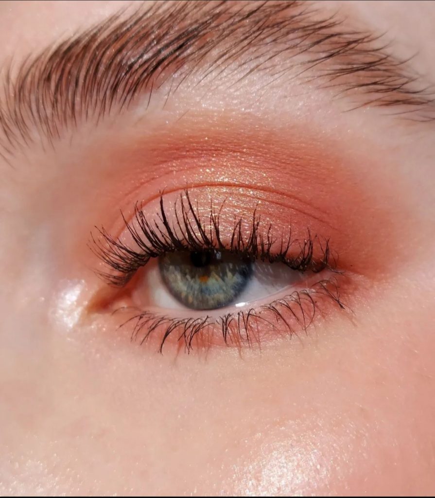 Shimmery peach eyes