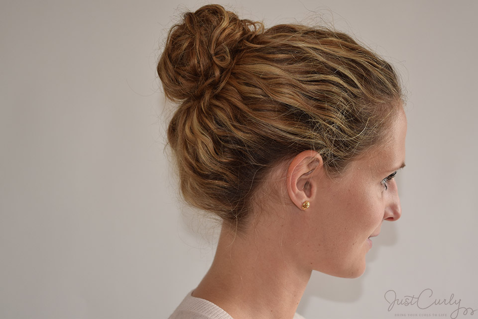 Casual and tousled updo.