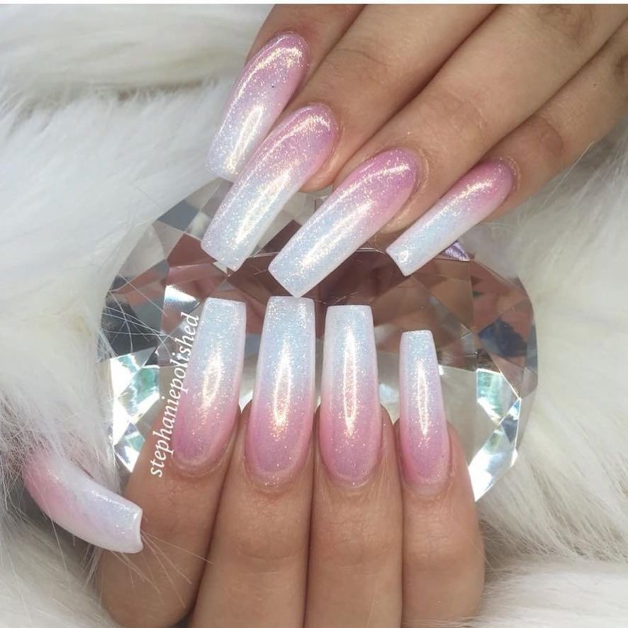 Shimmery pastel pink and ivory
