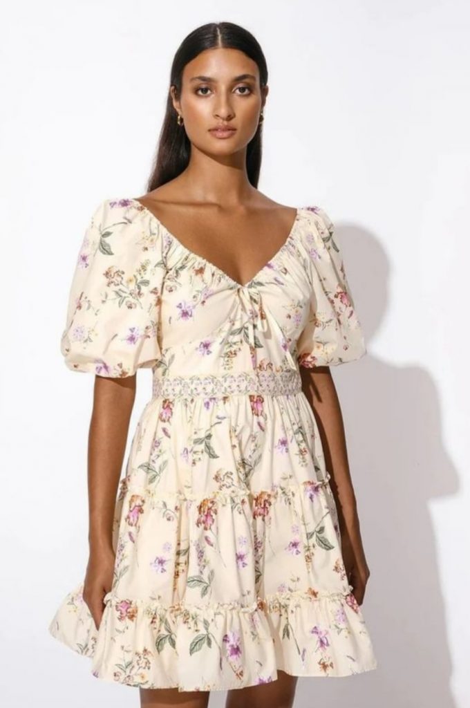 Puffy sleeves floral dress 