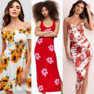 Various types of floral dresses