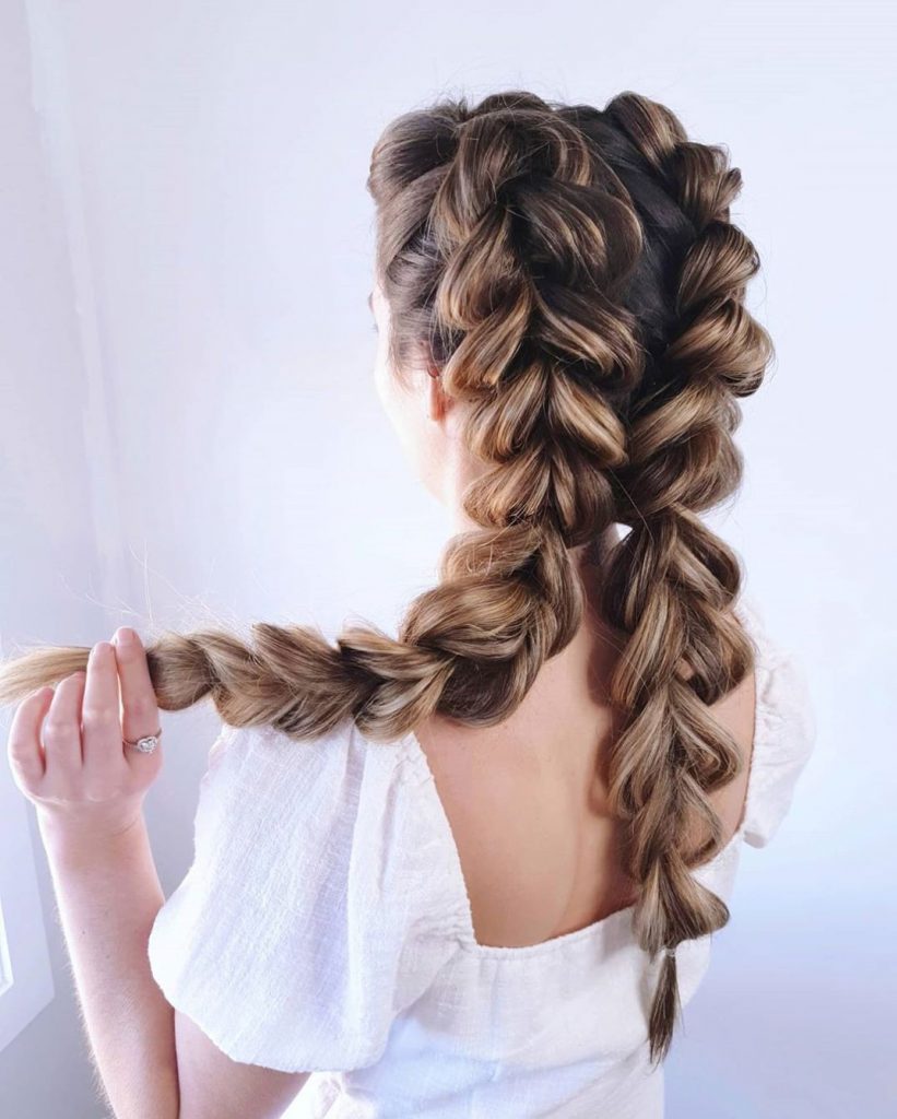 Dutch braid styled for a textured look.