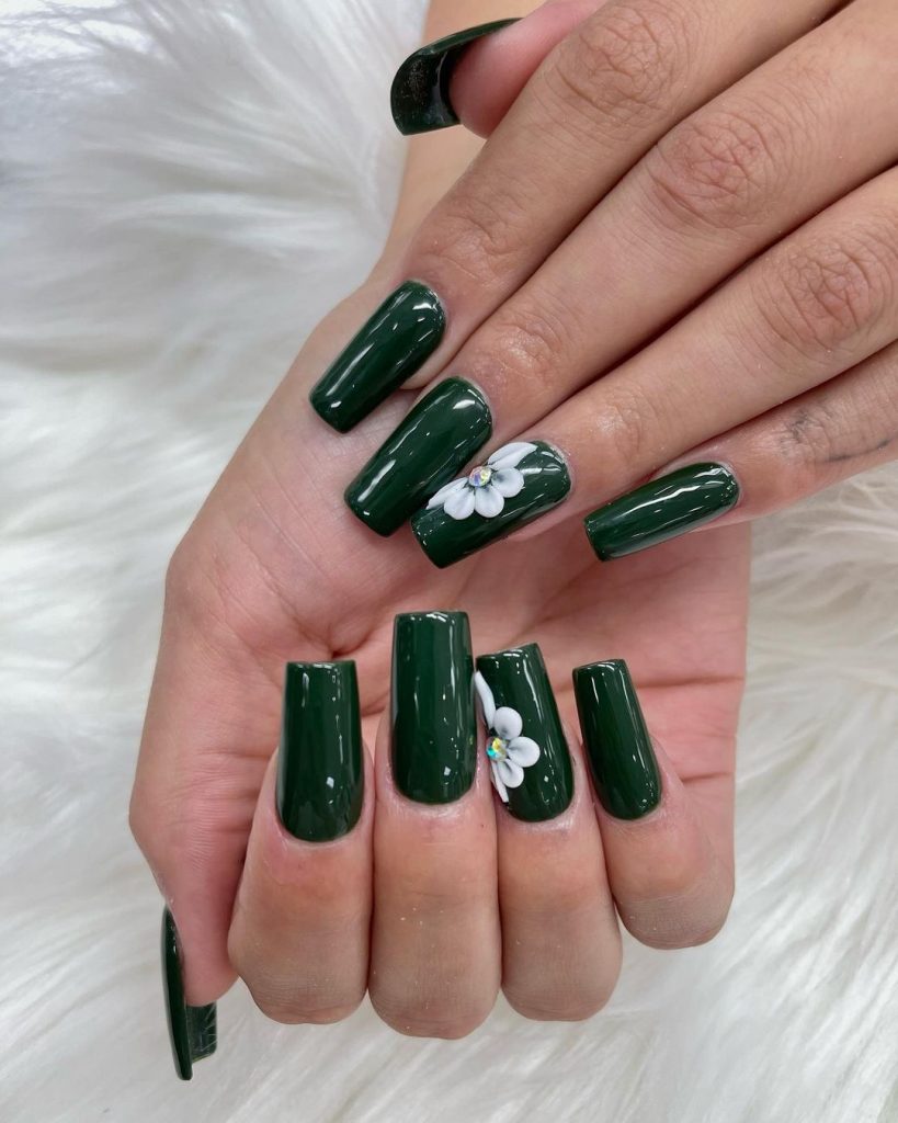 Deep forest green with a glossy shine.
