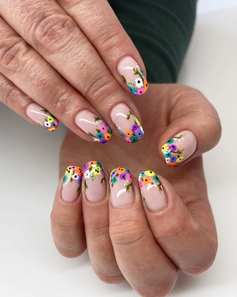 Shiny and glossy Easter-themed nail art.