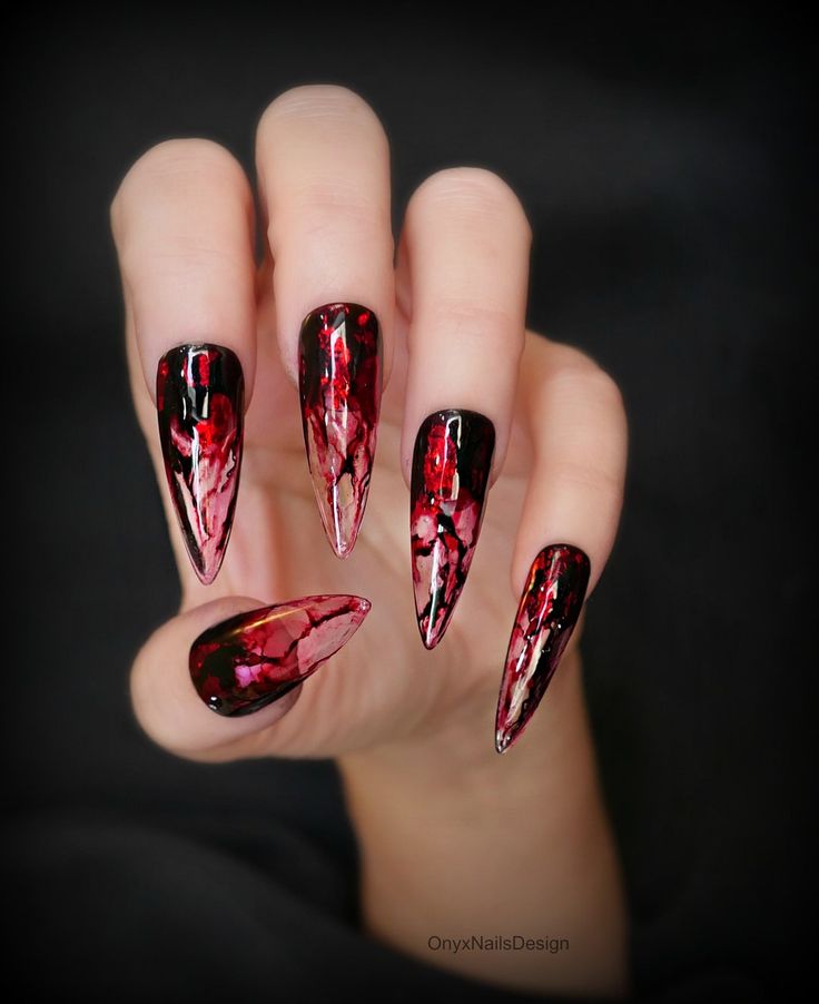 Spooky marbled nails perfect for Halloween.
