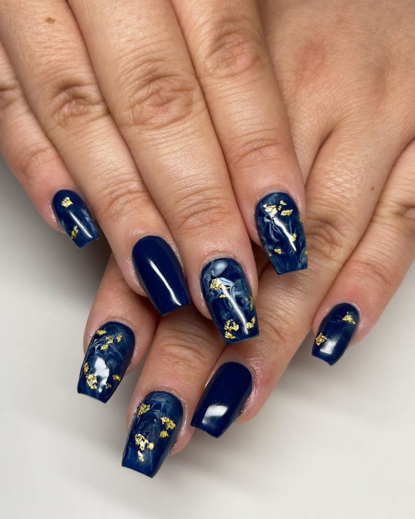 Marbled navy blue with a glossy sheen.