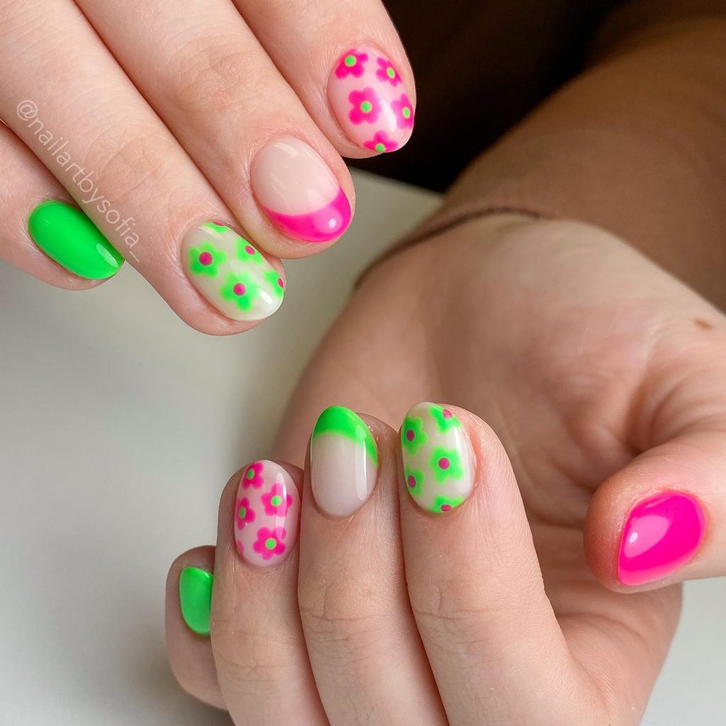 Vibrant neon floral patterns for a bold statement.