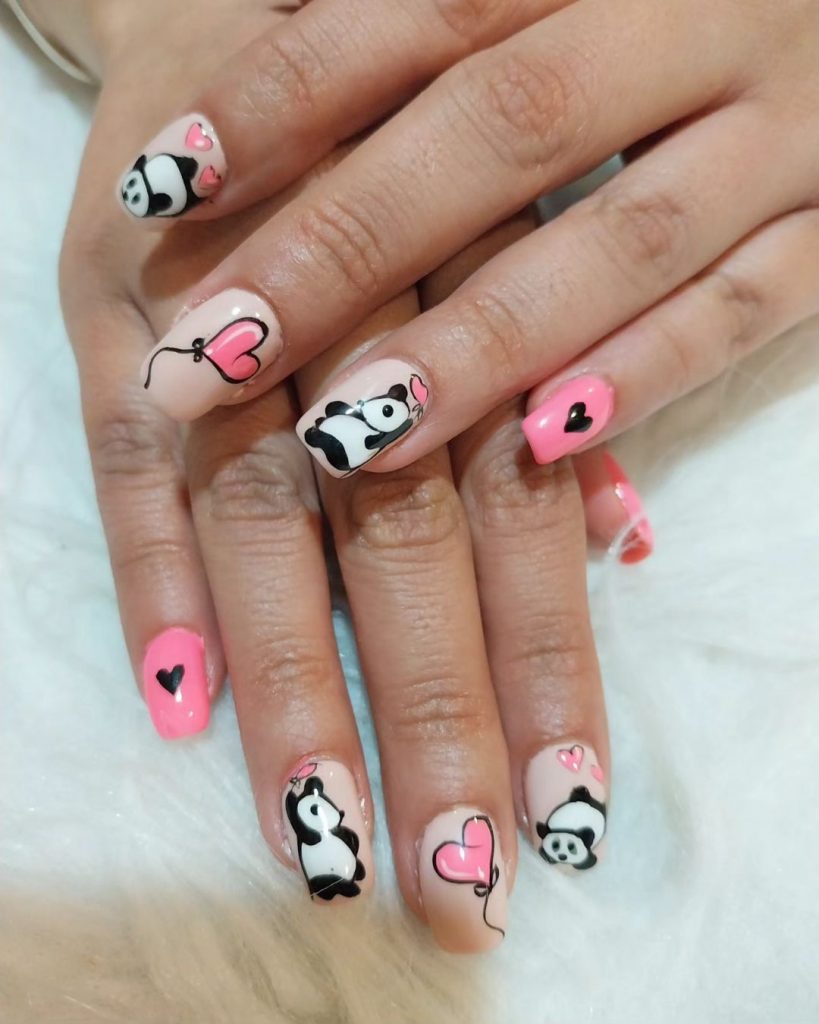Playful panda design with a glossy sheen.