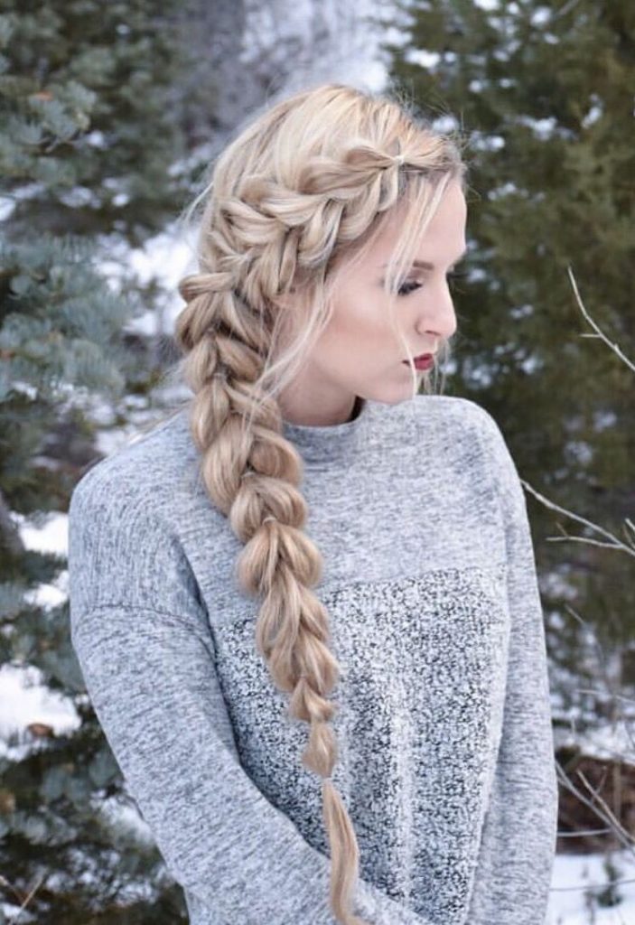 Braid styled to one side.