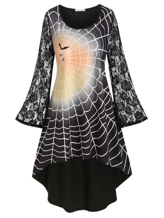 Cob-web Netted Sleeves Halloween Dress
