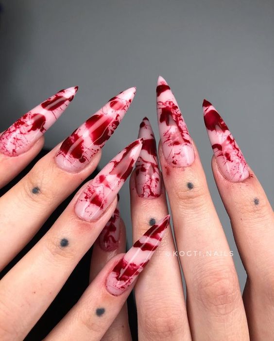 Nude gradient with a blood splash.