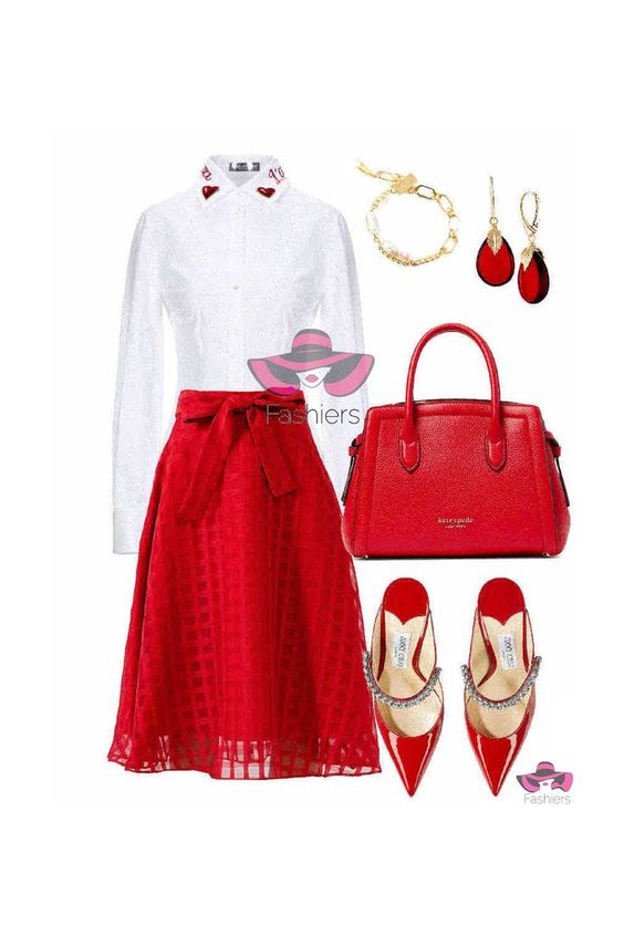 Accessories to wear with a red skirt outfit