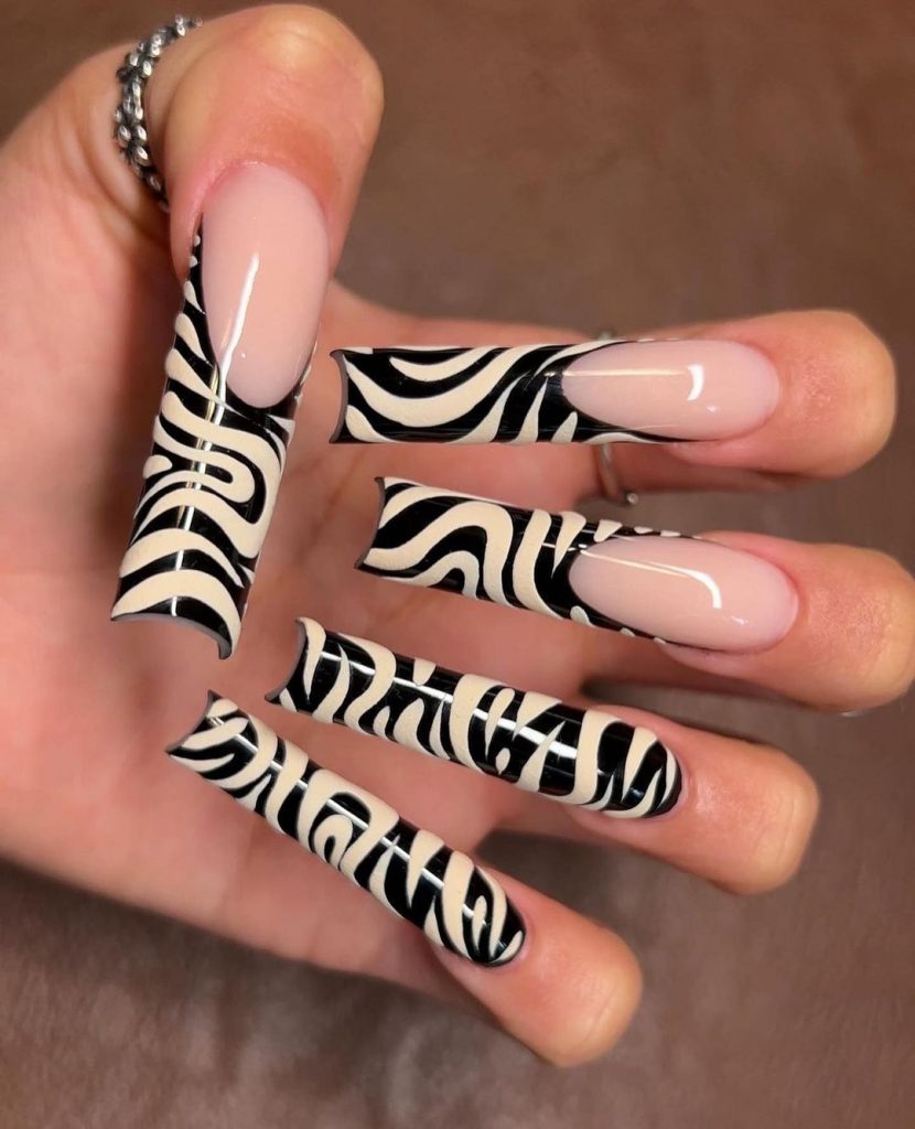 Abstract zebra print in black and white.