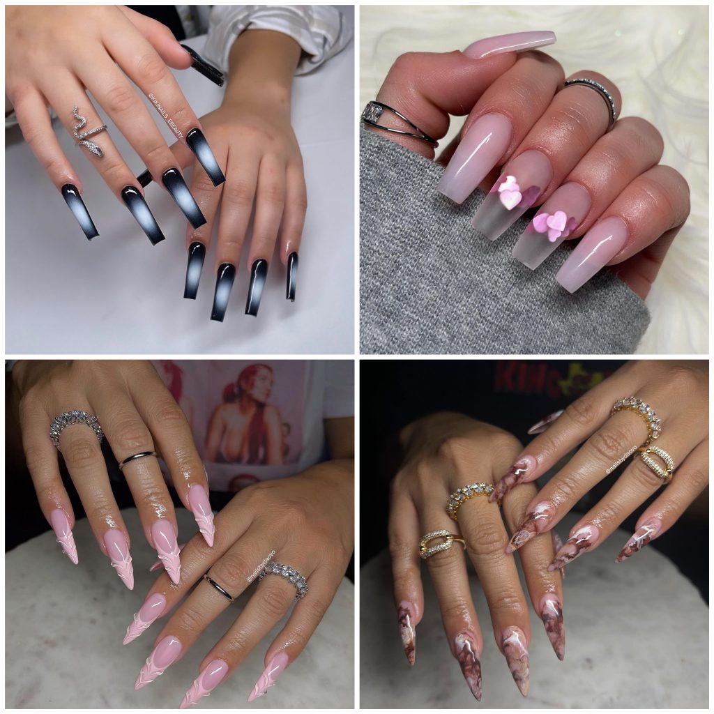 Amazon.com: 24Pcs Medium Long French Tip Press on Nails White Line Glitter  Nude pink Fake Nails Design Square Coffin False Nails Full Cover Artificial  for Women Girls Acrylic Nail Decorations Accessories :