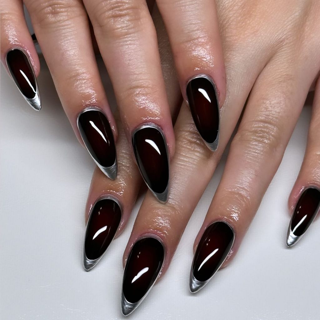 Elegant black with silver tips.