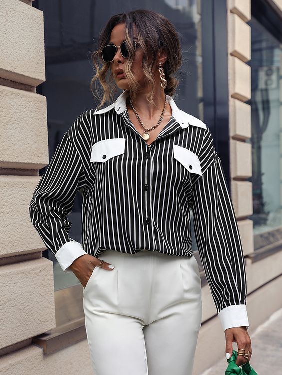 Black & White Striped Blouse