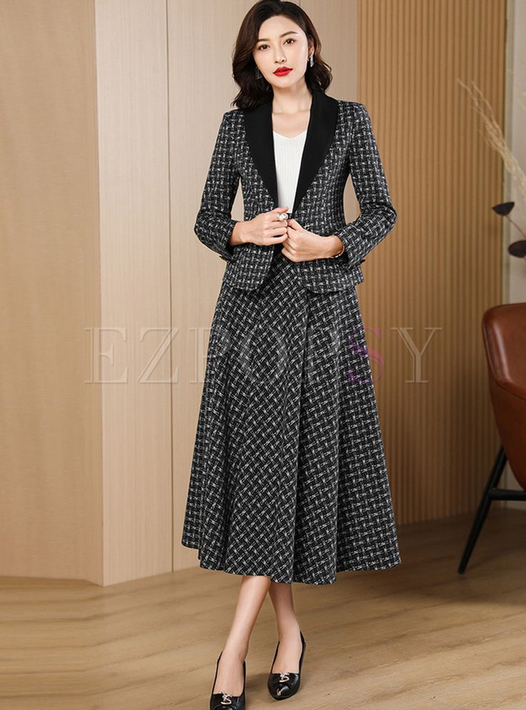 The Lapel Coat with Skirt Co-ord Set