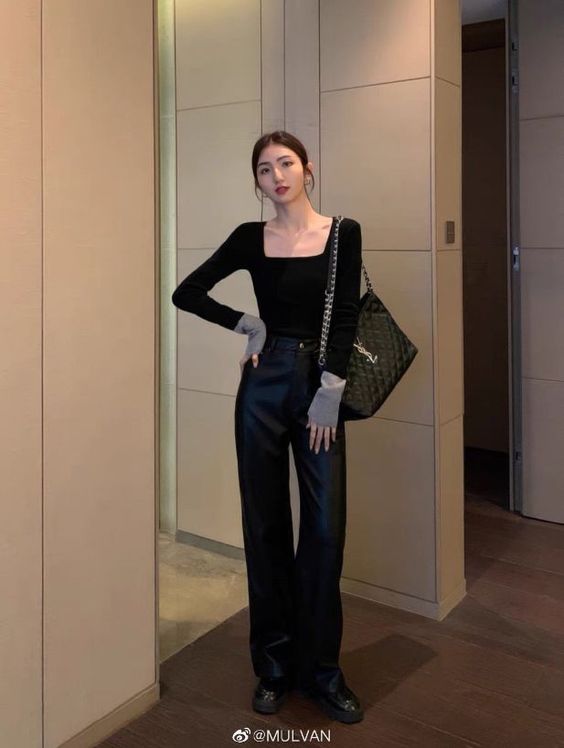 Bold Black Leather Pant Funeral Look