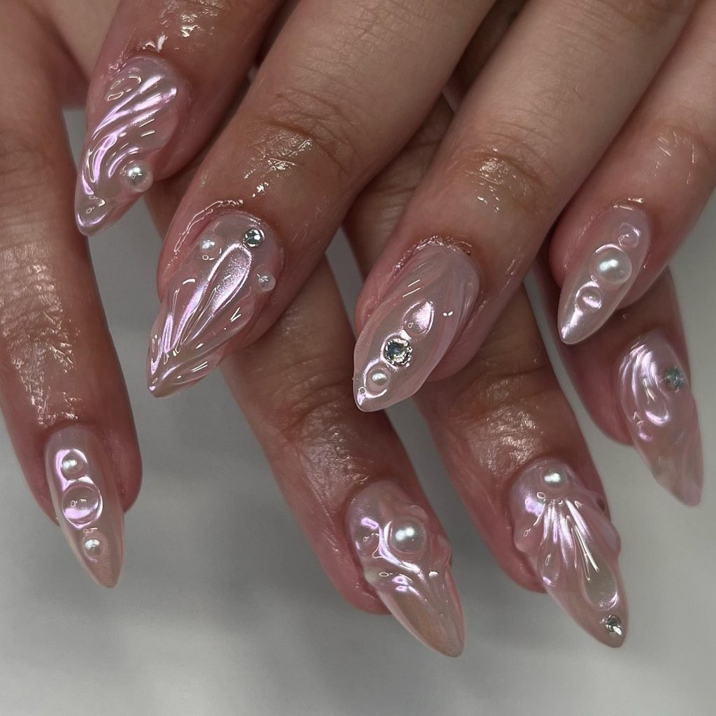 Ethereal moonlight clear nails for a dreamy party.