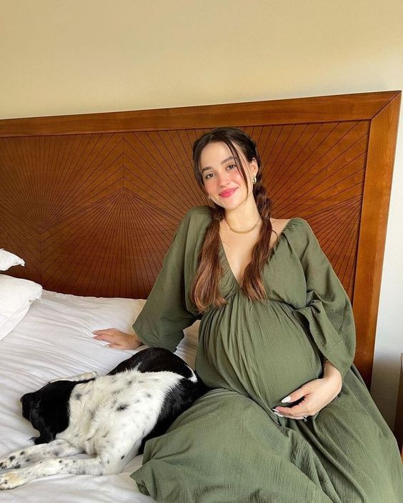 The Olive Green Maxi Baby Shower Dress