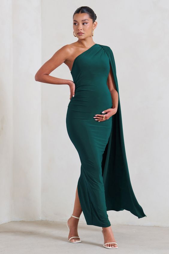The Gorgeous Bottle Green Baby Shower Dress