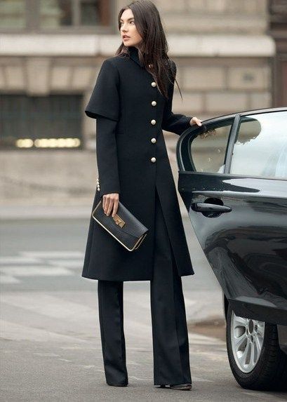 The Black Coat with Pleated Pants Attire